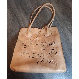 Patricia Nash Cavo Tote Tooled Pink brown Western Boho Bag